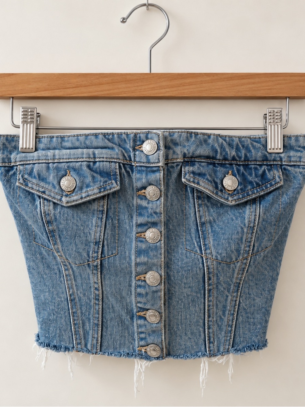 Light Blue Denim Corset Tube Top